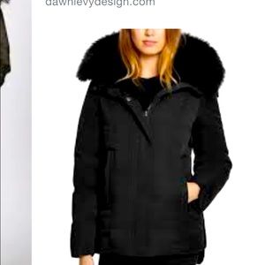 Navy down parka fox trim hood